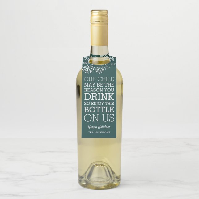 Funny Teacher Christmas Wine Gift Bottle Hanger Tag (On Bottle)