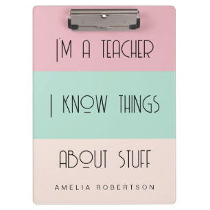 Funny teacher colorblock personalized  clipboard