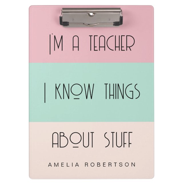 Funny teacher colorblock personalized  clipboard (Front)