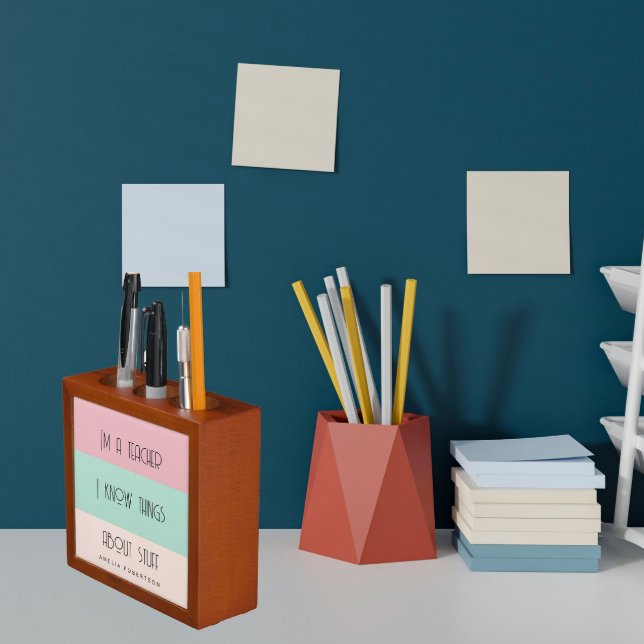 Funny teacher colorblock personalized  desk organizer (Creator Uploaded)