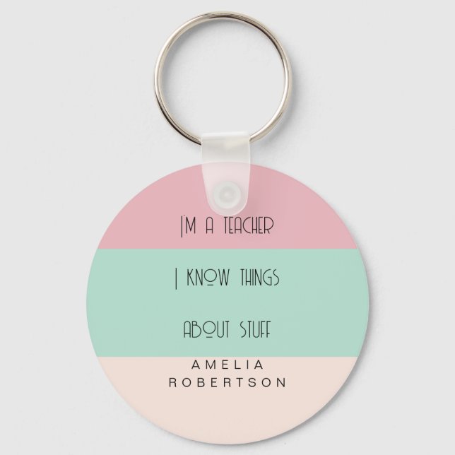 Funny teacher colorblock personalized  keychain (Front)