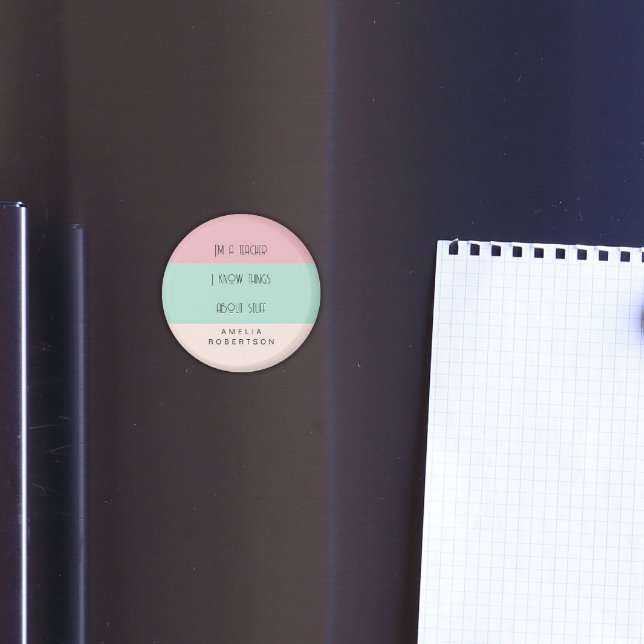 Funny teacher colorblock personalized  magnet (Creator Uploaded)