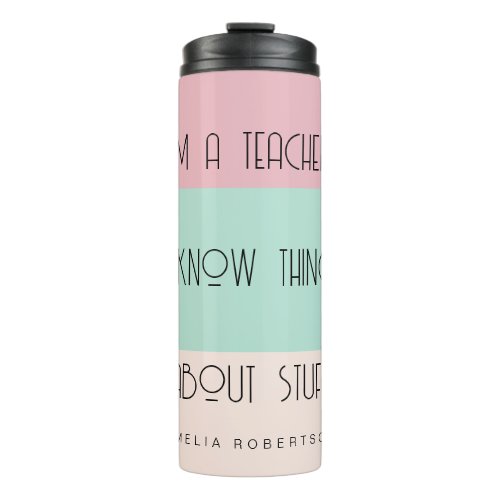 Funny teacher colorblock personalized  thermal tumbler