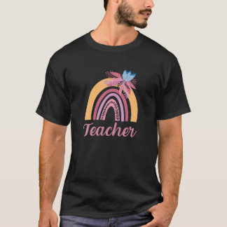 Funny Teacher Floral Boho Rainbow Back To School T T-Shirt