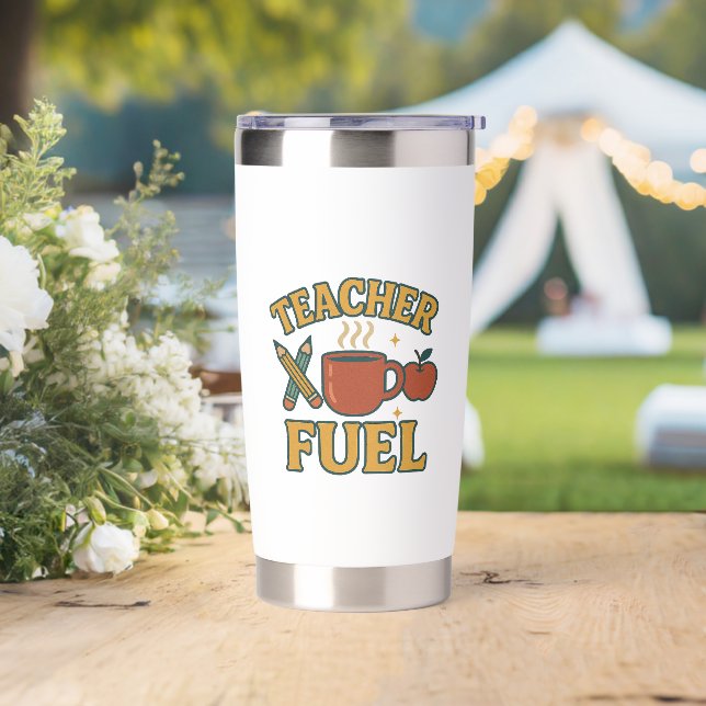 Funny Teacher Fuel Retro Travel Mug Insulated Tumbler (Wedding)