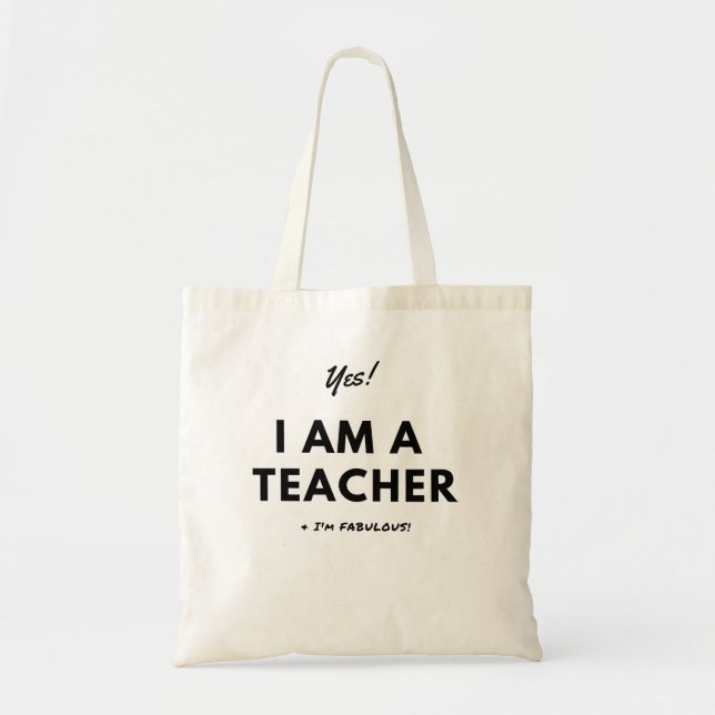 Funny Teacher Gift Black and White with Bold Font Tote Bag (Front)
