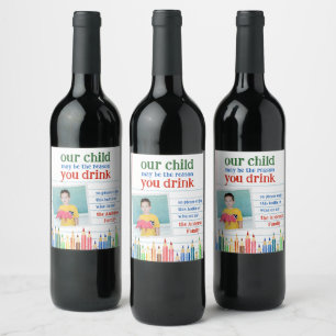 Funny Teacher Gift Wine Bottle Label 
