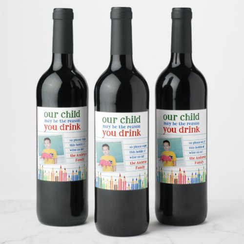 Funny Teacher Gift Wine Bottle Label