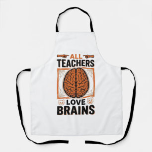 Funny Teacher Halloween Brains Vintage Graphic_1 Apron