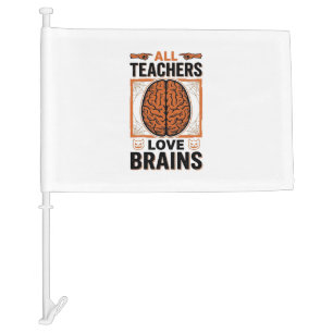 Funny Teacher Halloween Brains Vintage Graphic_1 Car Flag