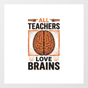 Funny Teacher Halloween Brains Vintage Graphic_1 Floor Decals