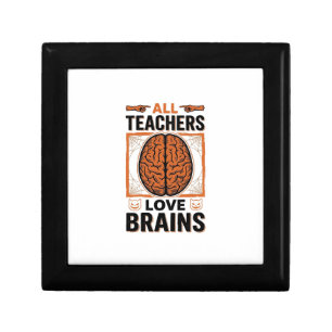 Funny Teacher Halloween Brains Vintage Graphic_1 Gift Box