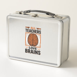Funny Teacher Halloween Brains Vintage Graphic_1 Metal Lunch Box