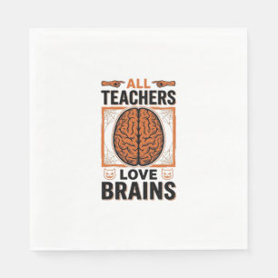 Funny Teacher Halloween Brains Vintage Graphic_1 Napkins