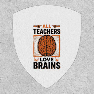 Funny Teacher Halloween Brains Vintage Graphic_1 Patch