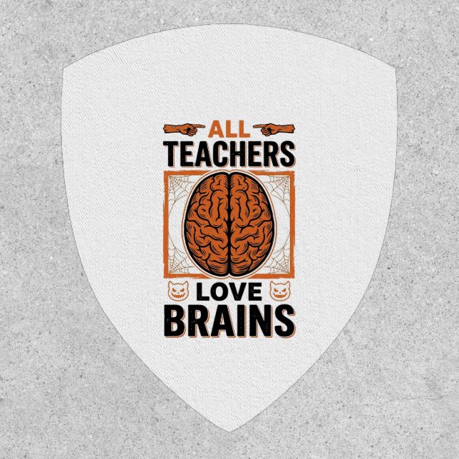 Funny Teacher Halloween Brains Vintage Graphic_1 Patch (Front)