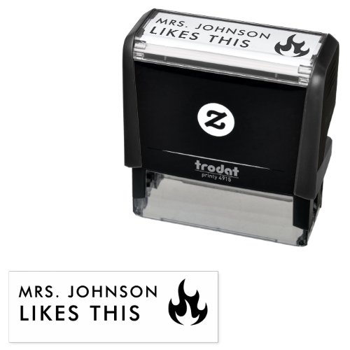 Funny Teacher Likes This Fire Flame School Grading Self_inking Stamp