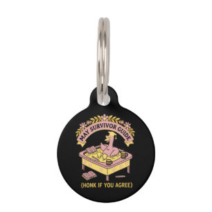 )Funny Teacher May Survivor Guide Retro Goose Pet ID Tag