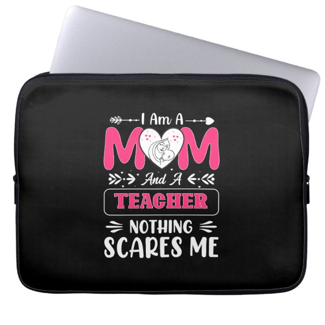 Funny Teacher Mom, Teacher Mom Funny Laptop Sleeve (Front)