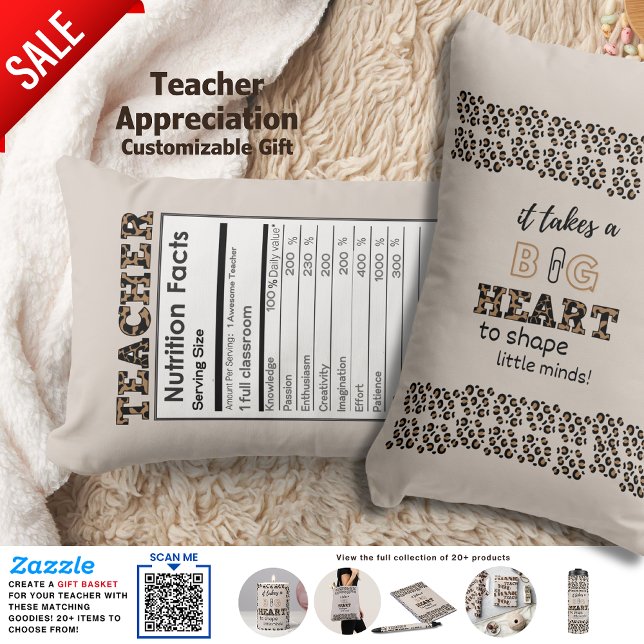 Funny Teacher Nutritional Facts Custom Gift  Lumbar Pillow (Creator Uploaded)