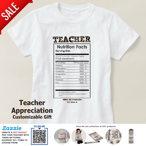 Funny Teacher Nutritional Facts Custom Gift  T_Shirt