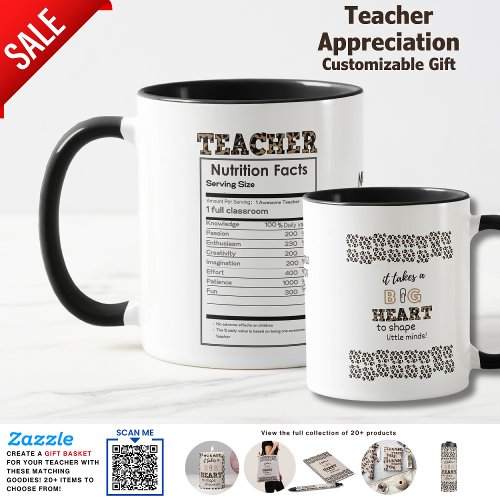 Funny Teacher Nutritional Facts Quotes End of Year Mug