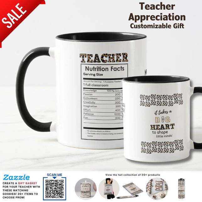 Funny Teacher Nutritional Facts Quotes End of Year Mug (Creator Uploaded)