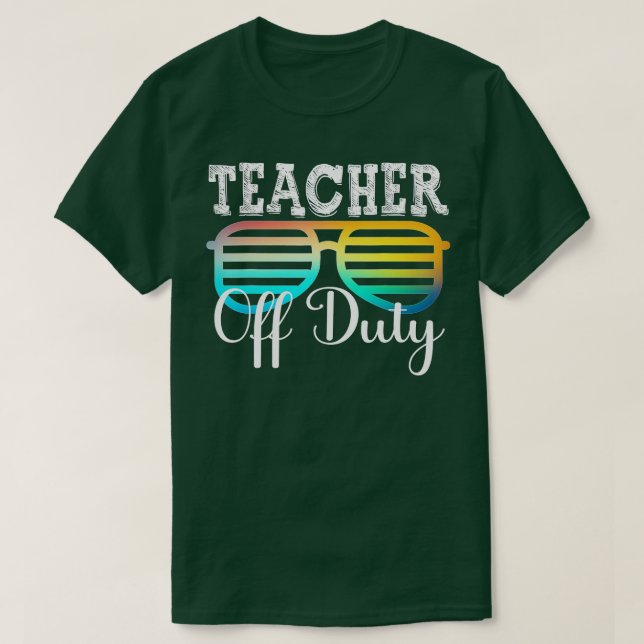 Funny Teacher Off Duty Sunglasses Palm Tree Beach  T-Shirt (Design Front)