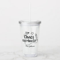 Personalized Teacher's Script Name and Dots Acrylic Clear Tumbler