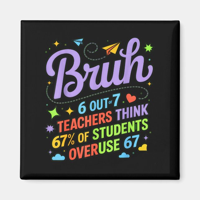 Funny Teacher Quote Bruh 6 Out Of 7 Teachers Think Magnet (Front)