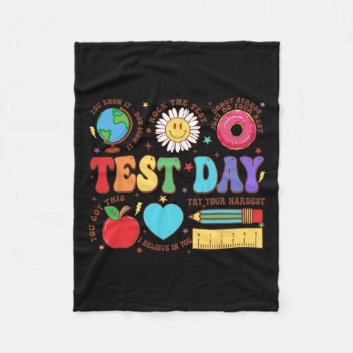 Funny Teacher Test Day Motivational Teacher Starr  Fleece Blanket