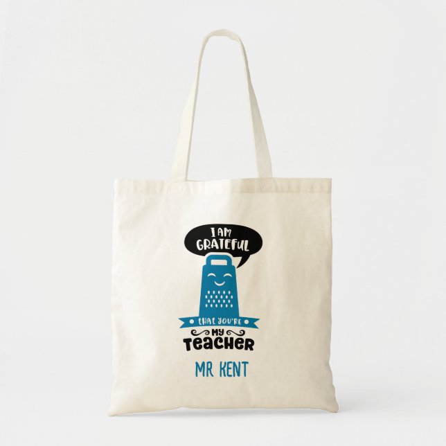 Funny Teacher Tote Bags - Blue Grateful Grater (Front)