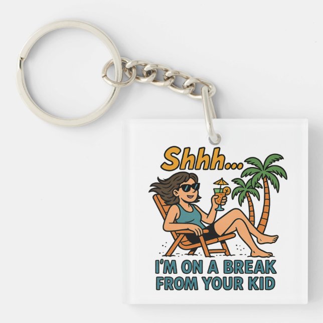Funny Teacher Vacation  Keychain (Front)