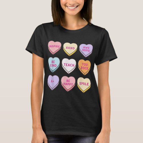 Funny Teacher Valentines Day Conversation Candy He T_Shirt
