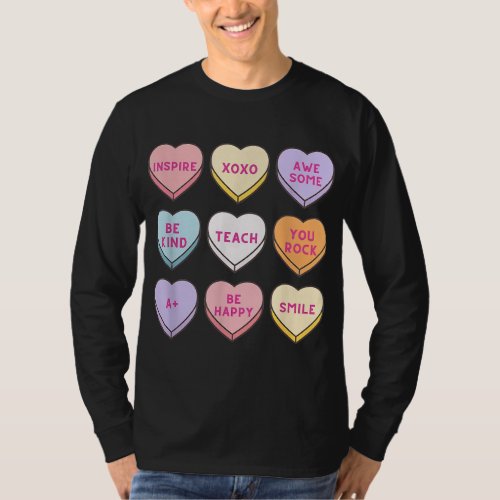 Funny Teacher Valentines Day Conversation Candy He T_Shirt