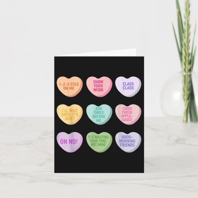Funny Teacher Valentines Day Conversation Heart Sc Card (Front)
