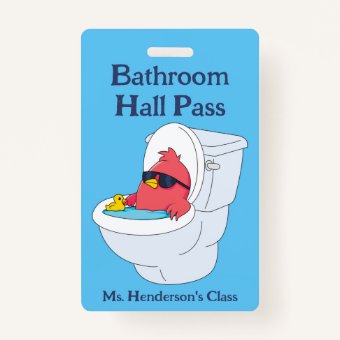 Funny Teachers School Bathroom Hall Pass Badge | Zazzle