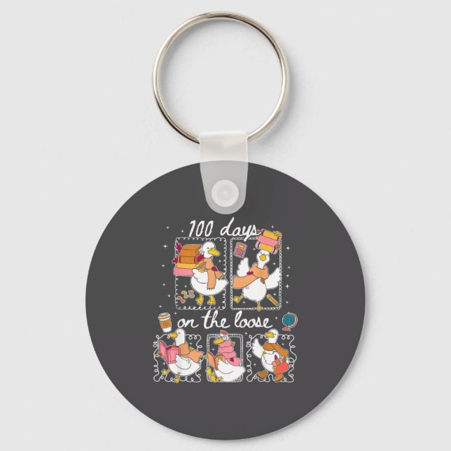 Funny Teachers Silly Goose 100 Day Of School, Goos Keychain (Front)
