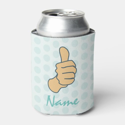 Funny Teal Big Thumbs Up Custom Name Can Cooler