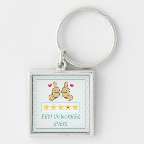 Funny Teal Blue Thumbs Up Best Coworker Ever  Keychain