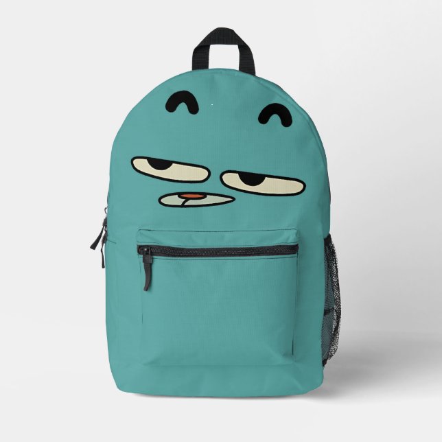 Funny Teal Cartoon Face Backpack (Front)