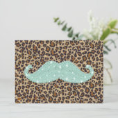 Funny Teal Green Bling Mustache And Animal Print (Standing Front)