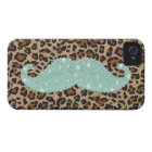 Funny Teal Green Bling Mustache And Animal Print