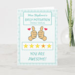 Funny Teal Thumbs Up Best Teacher Ever Thank You Card