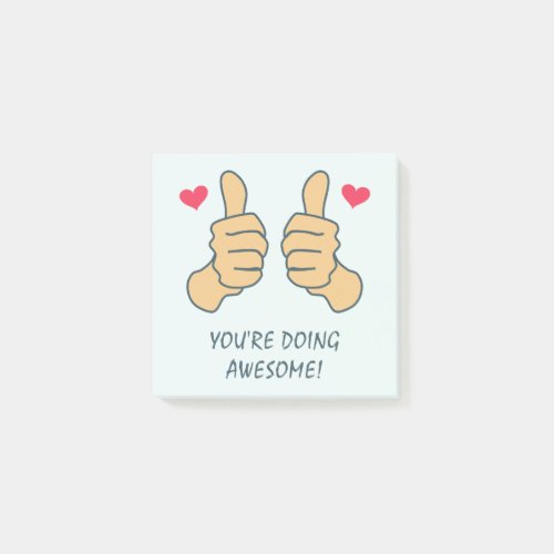 Funny Teal Thumbs Up Doing Awesome Motivational Post_it Notes
