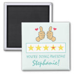 Funny Teal Thumbs Up Five Star Rating Custom Name  Magnet