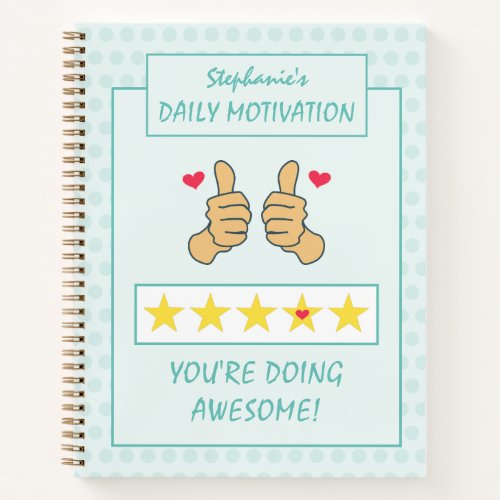 Funny Teal Thumbs Up Five Star Rating  Notebook
