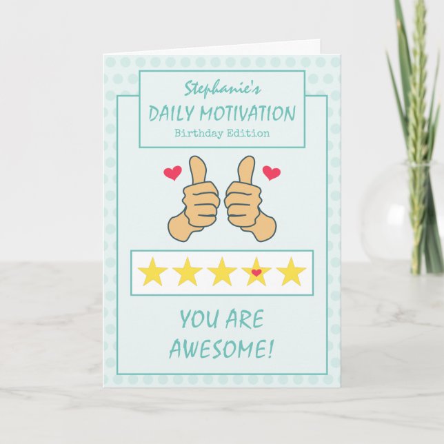 Funny Teal Thumbs Up You Are Awesome Birthday Card (Front)