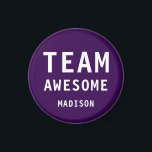 Funny Team Awesome Dark Purple Personalized Name Magnet<br><div class="desc">Funny Team Awesome Dark Purple Personalized Name Magnets features the text "Team Awesome" with your personalized name below on a dark purple background. Personalize by editing the text in the text box provided. Designed for you by ©Evco Studio www.zazzle.com/store/evcostudio</div>