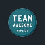 Funny Team Awesome Dark Teal Personalized Name Magnet<br><div class="desc">Funny Team Awesome Dark Teal Personalized Name Magnets features the text "Team Awesome" with your personalized name below on a dark teal background. Personalize by editing the text in the text box provided. Designed for you by ©Evco Studio www.zazzle.com/store/evcostudio</div>